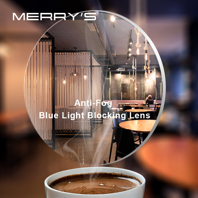 MERRYS Kacamata Resep Optik Seri Pemblokiran Cahaya Biru Anti-kabut Lensa CR-39 Resin Kacamata Asferis Lensa Anti Kabut
