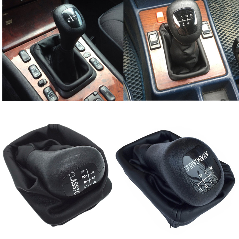 5/6เกียร์เกียร์ Shift Knob Lever Shifter Boot Cover สำหรับ Mercedes Benz W202 C Class S202 W208 c208 CLK W210 E