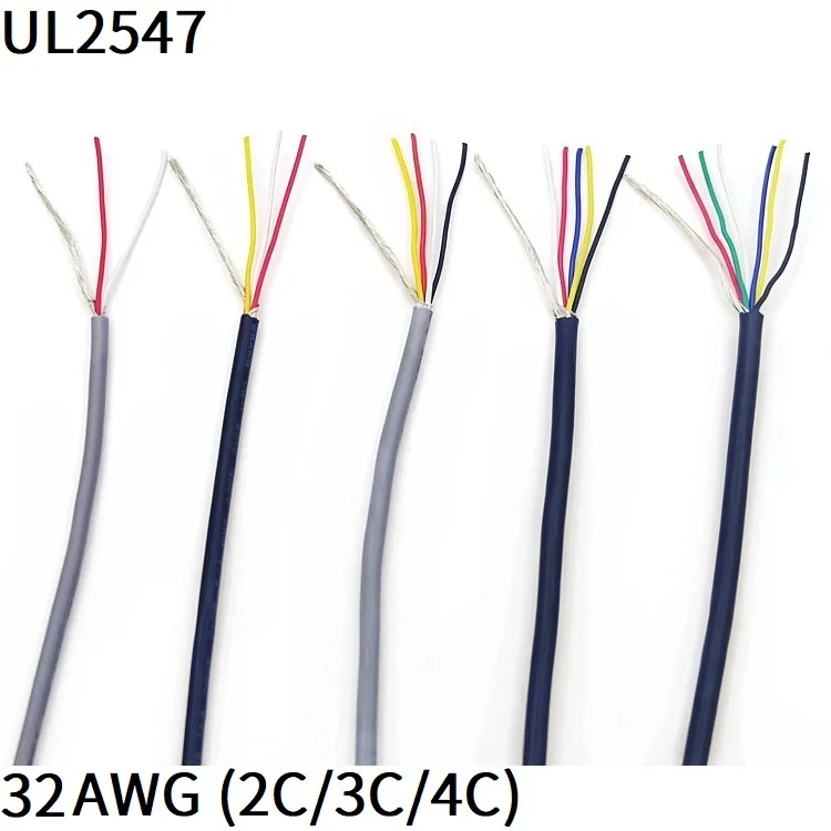 Cable blindado de 1M, 32AWG, 2 núcleos, 3 núcleos, 4 núcleos, canal aislado de PVC, altavoz de Audio, línea de auriculares, Control de señal, Cable de cobre UL2547