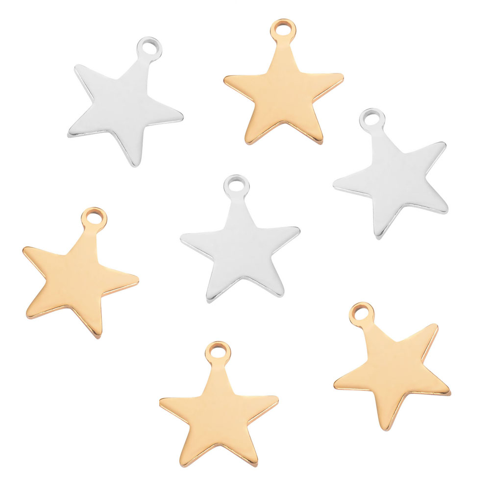 50 Teile/los Edelstahl Blank Tags Tiny Star Charms Anhänger DIY Für Halskette Armband Schmuck Machen Zubehör