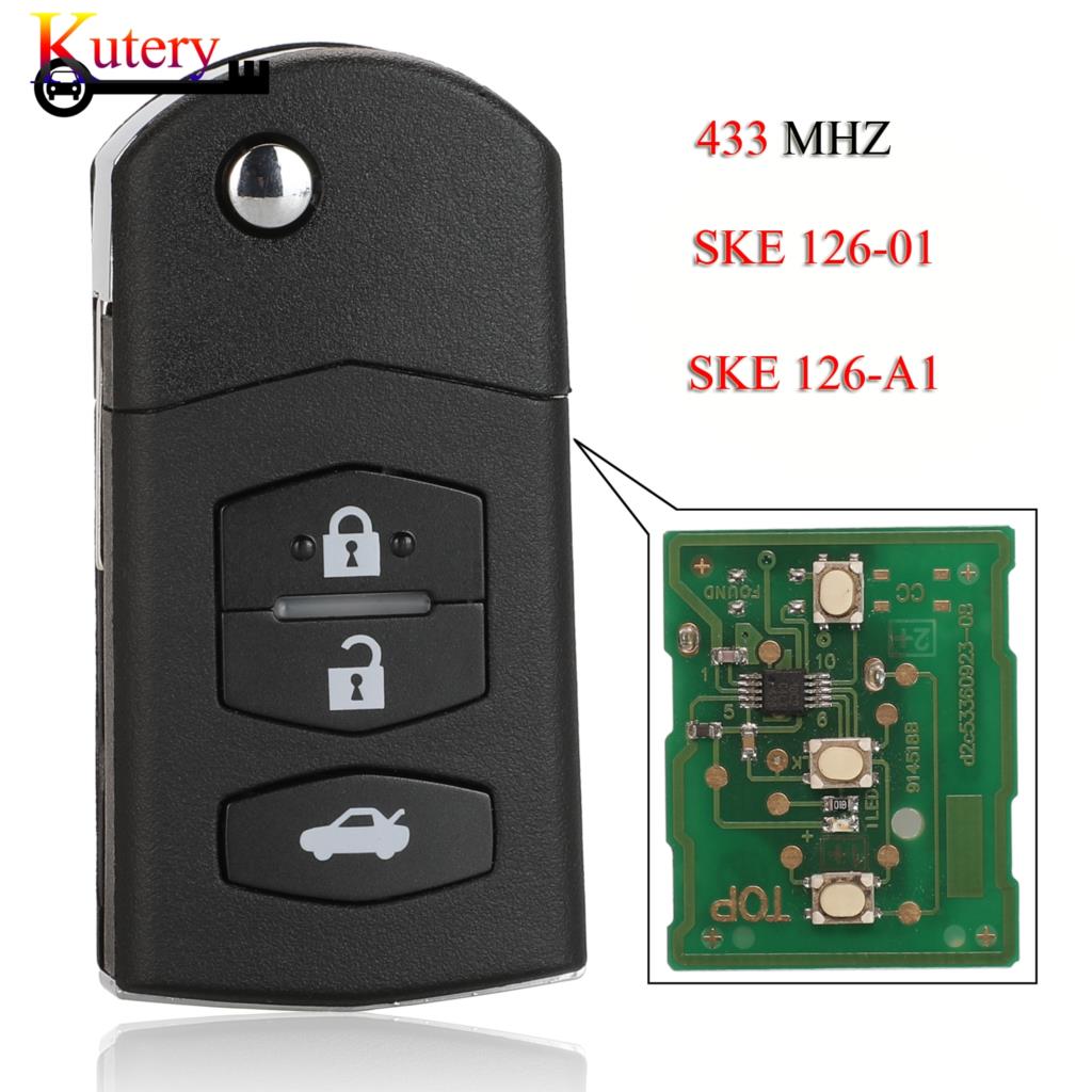Jingyuqin Remote Mobil untuk MAZDA 2 M2 3 M3 5 M5 6 M6 8 M8 SKE126-01/SKE126-A1 433Mhz 3 Tombol Tanpa Chip dengan 4D63 Chip