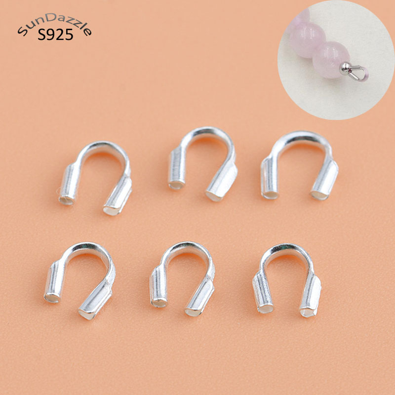8 stuks Echt Zuiver Massief 925 Sterling Zilver U-vormige Sluitingen Connector Draadbeschermer Draadbescherming Eindgesp DIY Sieraden maken