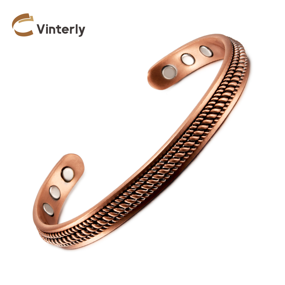 Braccialetti magnetici intrecciati Vinterly Polsino regolabile in rame puro Vantaggi ad alto magnete vintage Gioielli di energia sanitaria per le donne