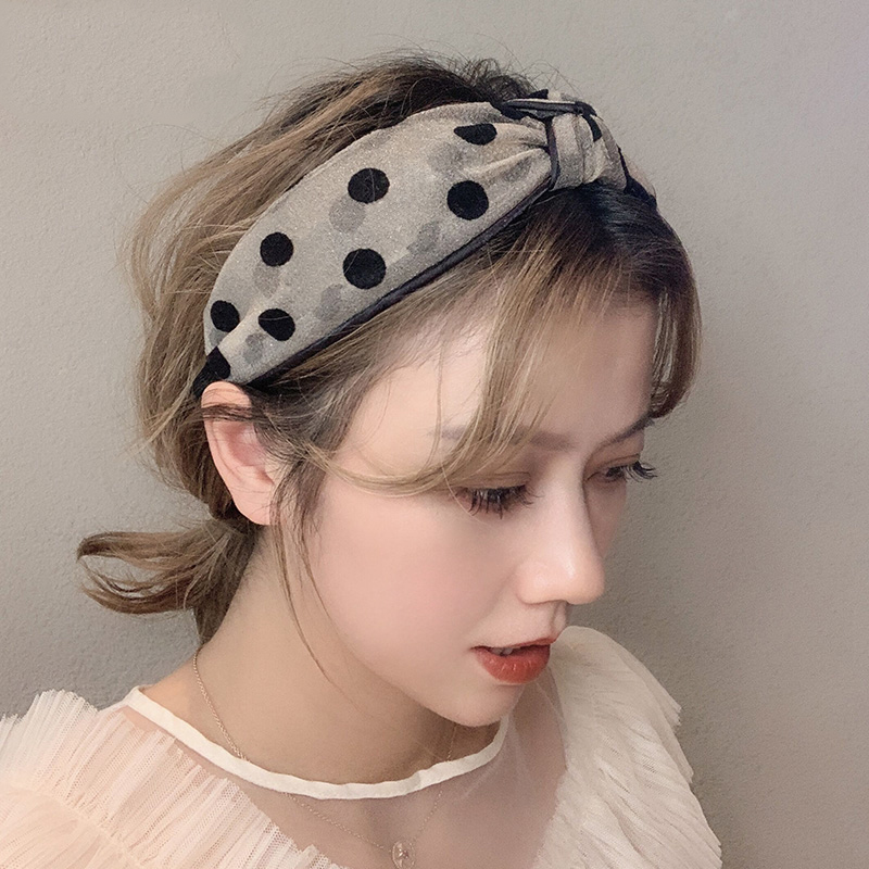 Fascia per capelli coreana Vintage Dot pizzo fascia larga fiocco fasce per capelli donna per accessori per capelli fasce elastiche per capelli annodate