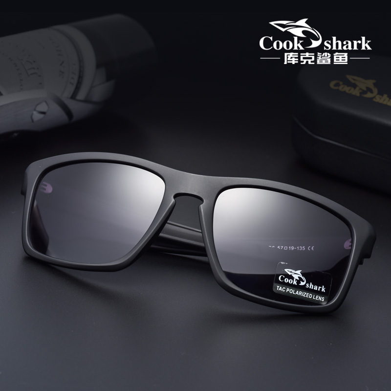 Óculos de sol Cook Shark masculinos, versão coreana, polarizados, modelo 2026, com proteção UV, espelhados, para motoristas.