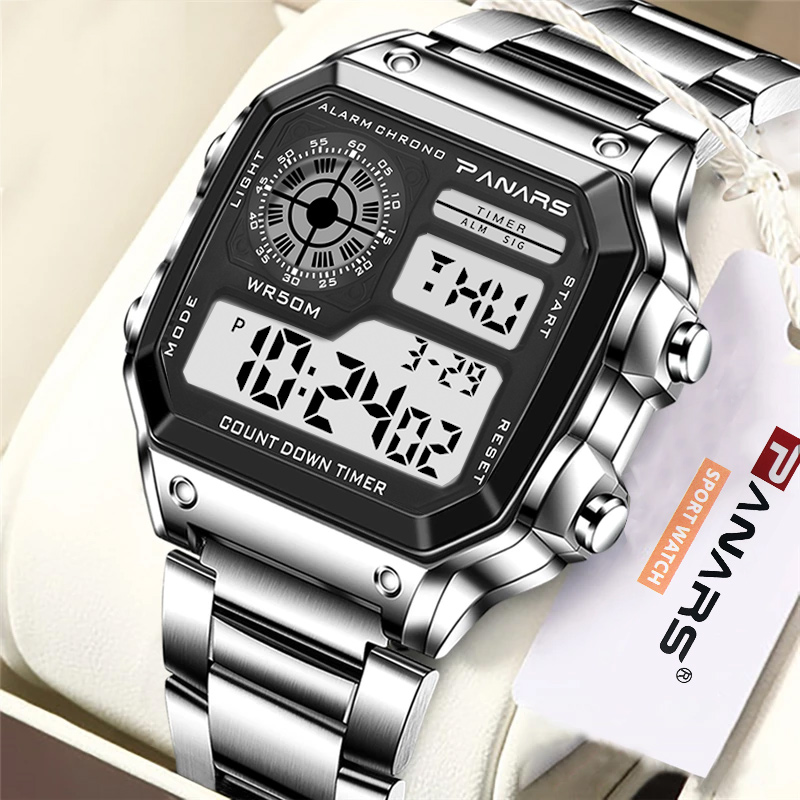 PANARS-Montre-bracelet de sport militaire étanche pour homme, chronomètre électronique, numérique, 5 bars, marque supérieure, luxe, horloge
