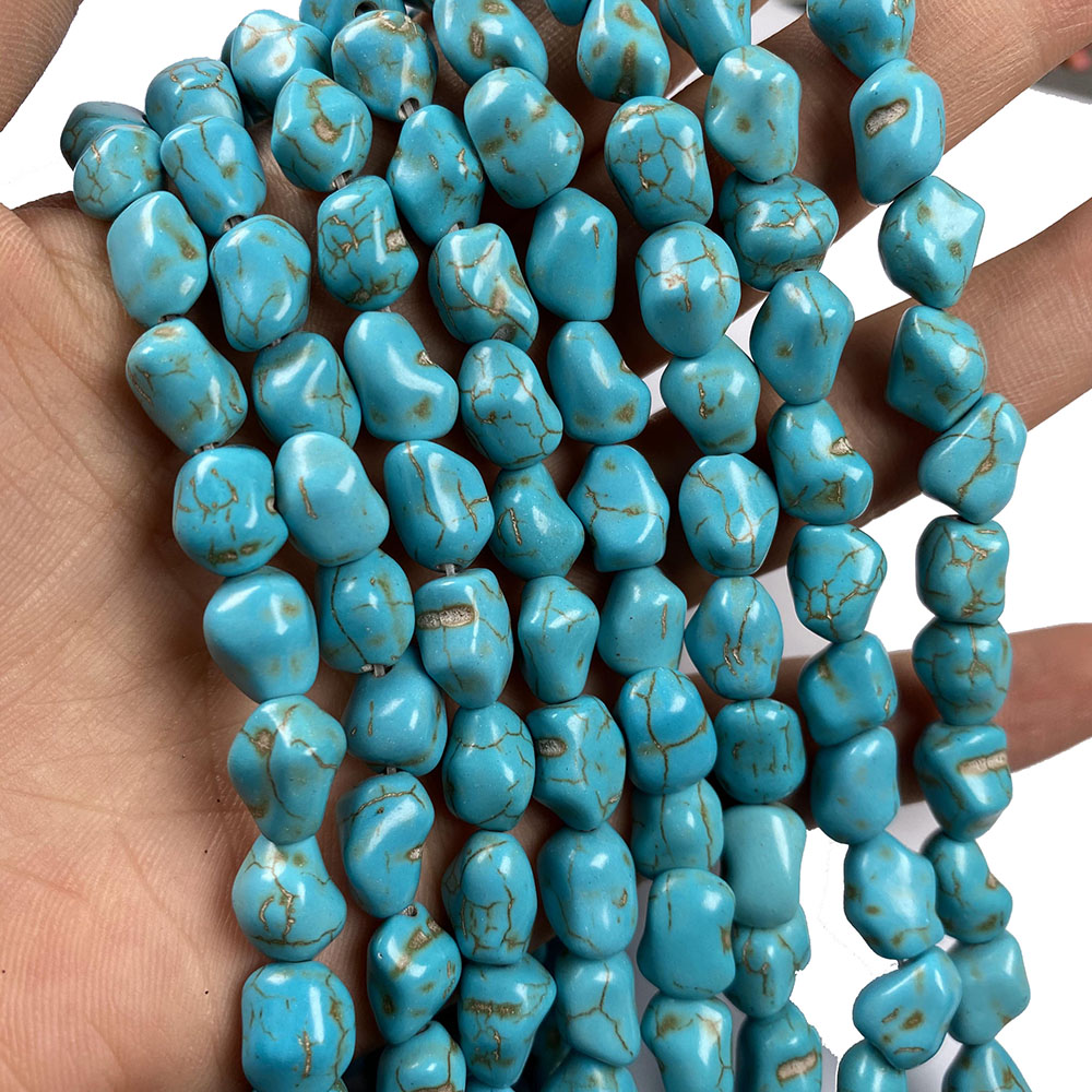 Grânulos de pedra azul turquesa irregular solto isolamento contas semi-acabadas para fazer jóias diy colar pulseira acessórios