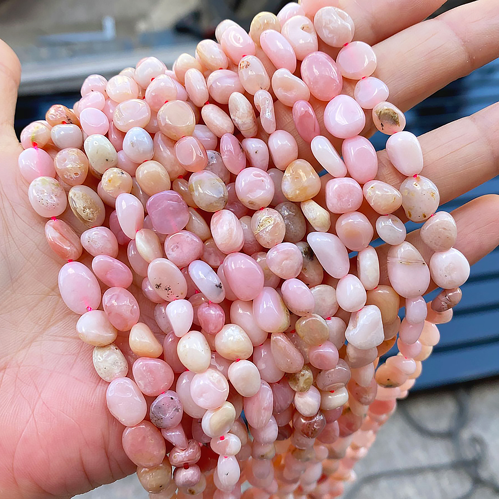 6-8mm Natual Irregular Pink Opal Stone Beads Smooth Loose Spacer Beads For DIY Jewelry Making Bracelet Necklace Accessories 15''
