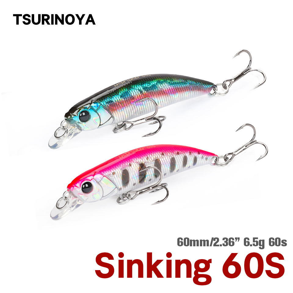 TSURINOYA DW107 Тонущая рыболовная приманка для гольяна, новая модель, 60 мм, 6,5 г, искусственные твердые приманки, форель, щука, окунь, джеркбейт, воблер