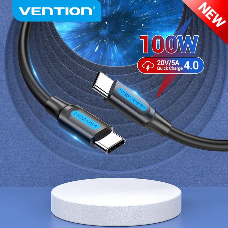 Vention Cables de USB-C a USB tipo C de 100W para Samsung S20 PD Cable de cargador rápido para Macbook Pro compatible con interruptor de carga rápida 4,0