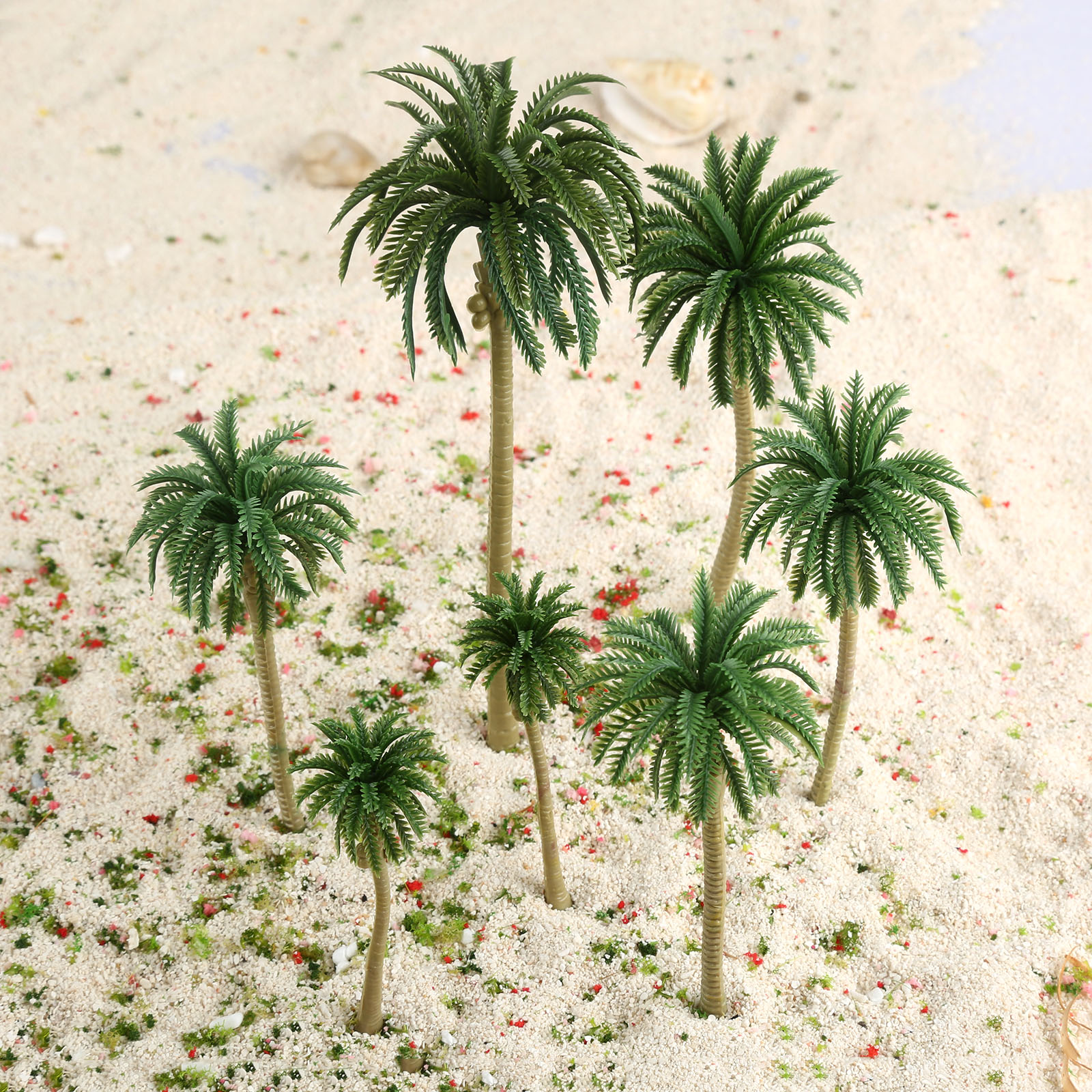 15Pcs 7-16cm Landschaft Landschaft Modell Grün Tropical Coconut Palm Bäume Eisenbahn Zug Layout 1:70- 1:150 skala Künstliche Pflanzen