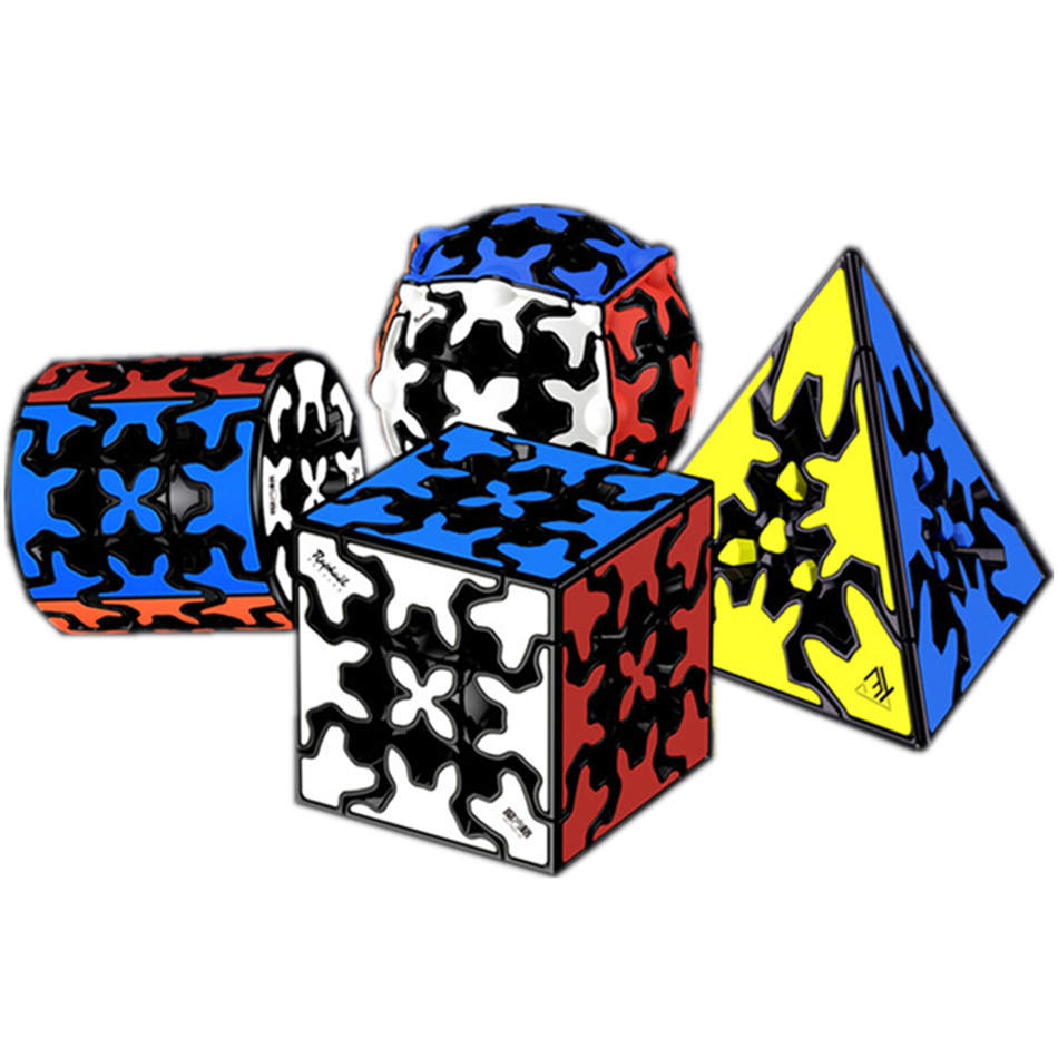 ใหม่ Qiyi เกียร์ Cube 3x3x3 เกียร์ Cube 3x3 พีระมิดกระบอกทรงกลมความเร็วก้อนของเล่นเพื่อการศึกษาเด็กของขวัญของเล่น