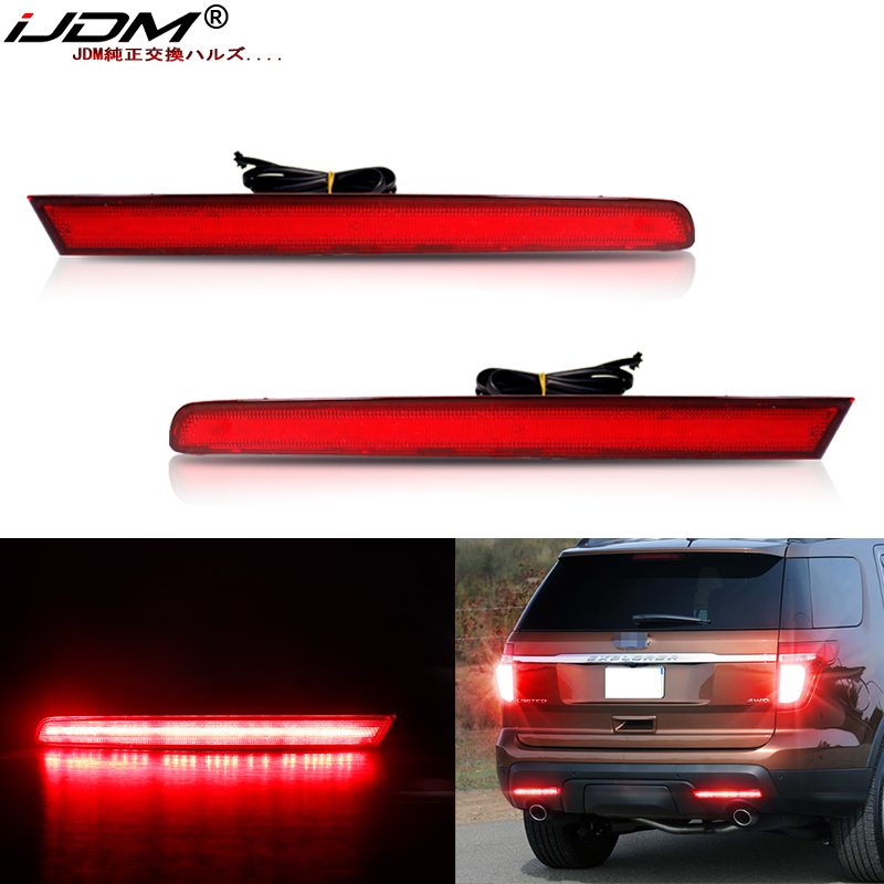 Luzes de Neblina Traseiras iJDM para Carro, Luzes Refletoras LED Vermelhas para Para-choque, para Ford Explorer 2011-2015, Funcionam como Luzes Traseiras ou de Neblina 12V
