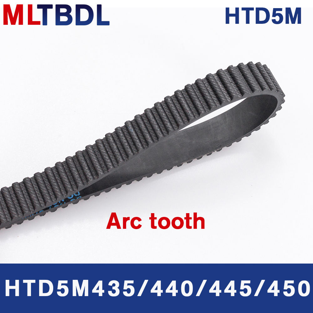 Correa de distribución HTD 5M 435/440/445/450mm de longitud 10/15/20/25mm de ancho 5mm paso polea de goma dientes de correa 87 88 89 90 correa síncrona