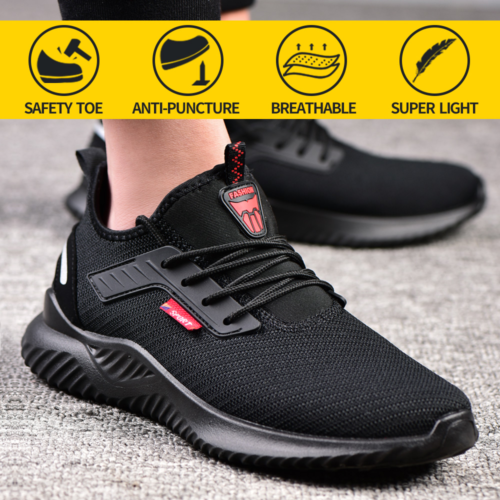 ทำงานรองเท้า Anti-Smashing เหล็กเจาะ Proof น้ำหนักเบา Breathable รองเท้าผ้าใบรองเท้าผู้ชายผู้หญิง Light