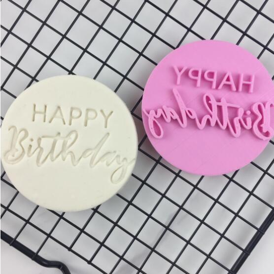 Decoración de pasteles, cortador de feliz cumpleaños, estampador de sellos, cortador de plástico, molde para pasteles, herramientas para hornear fondant