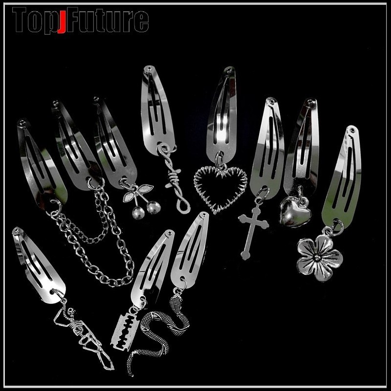 Alle stile Mädchen Frauen Halloween Skeleton Schädel kreuz pins Punk herz kopfschmuck Gothic lolita cosplay kühlen pins haar clips