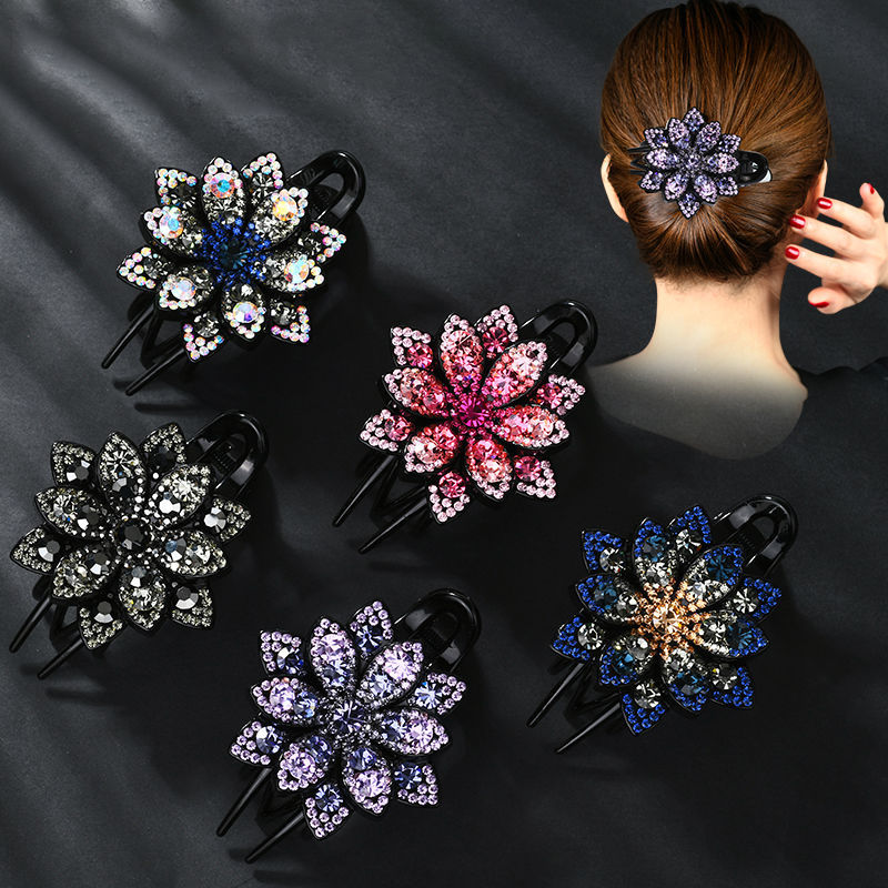 ใหม่แฟชั่นขนาดใหญ่บูติกหรูหรา rhinestone เรขาคณิตดอกไม้ hairpin Barrettes ผู้หญิงสาวผมอุปกรณ์เสริม Headwear