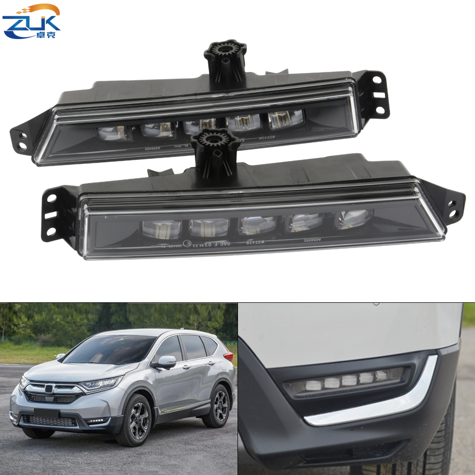 ZUK-White Front Bumper LED Fog Light, Daytime Running DRL Lamp, Refletor Foglight, Foglamp para HONDA CRV, CR-V, 2017, 2018, 2019, 2020