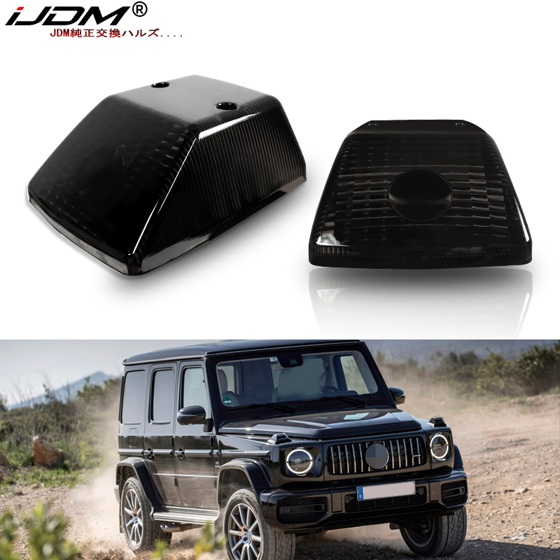 iJDM Gloss Black Przednie soczewki kierunkowskazów do Mercedes W463 G-Class G500 G550 G55 G63 G65 1986-18, wymiana OE-Spec
