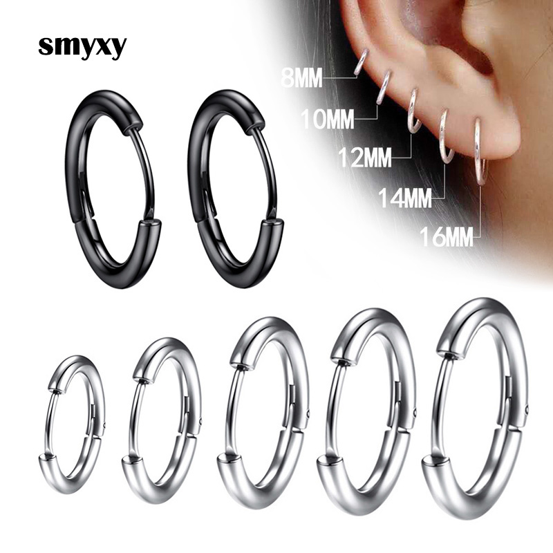 1 par de pendientes de aro pequeños de acero inoxidable para mujer/hombre, Piercing para cartílago de la oreja, Tragus, círculo fino Simple, hebilla de oreja antialérgica