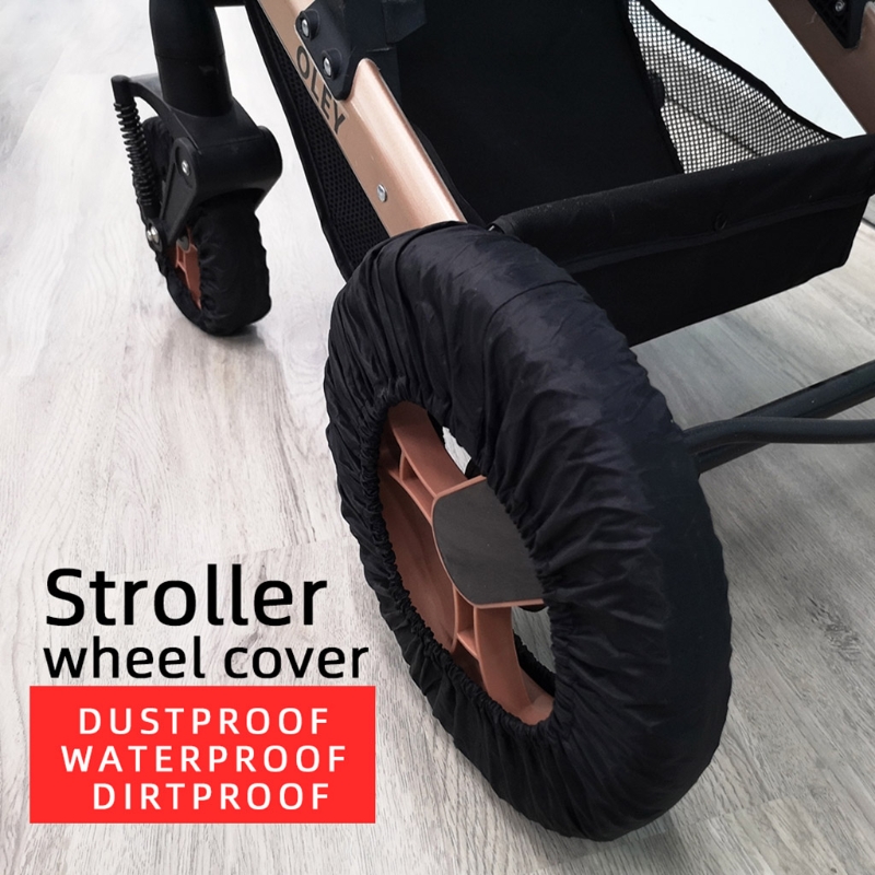 Protetor de roda para carrinho de bebê, cadeira de rodas à prova de poeira, protege contra sujeira, capa de tecido oxford, 2 peças