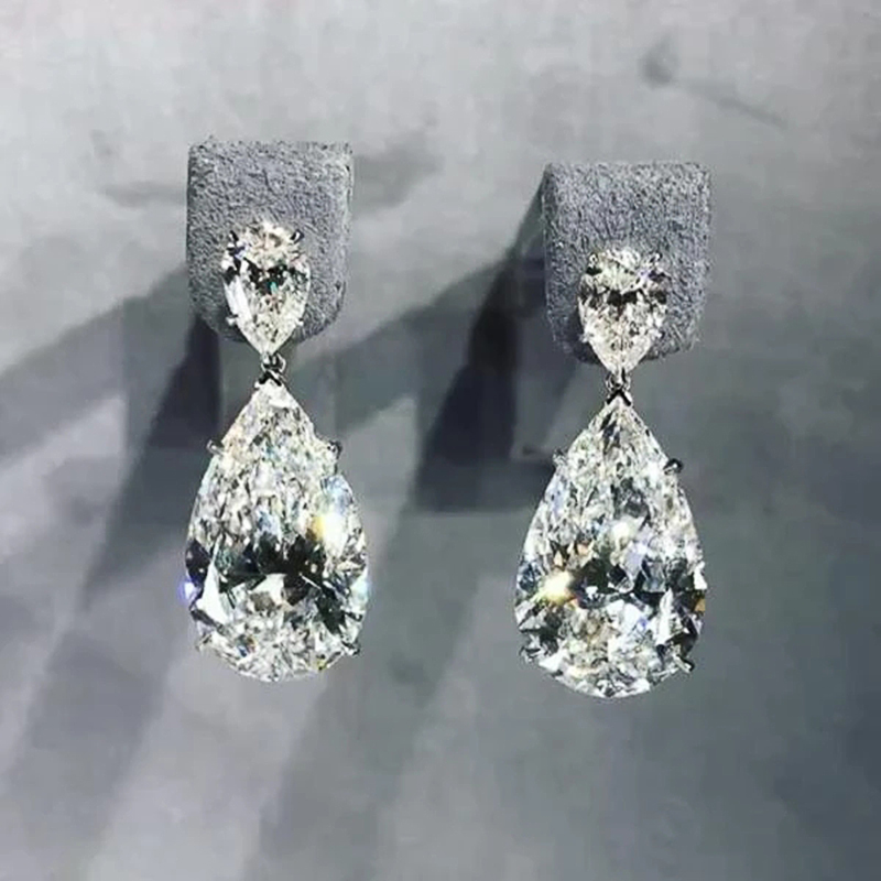 Huitan-Simples e elegante Brincos Dangle para mulheres, lágrima cristal, zircônia cúbica, joias da noiva na moda, brincos casamento luxo