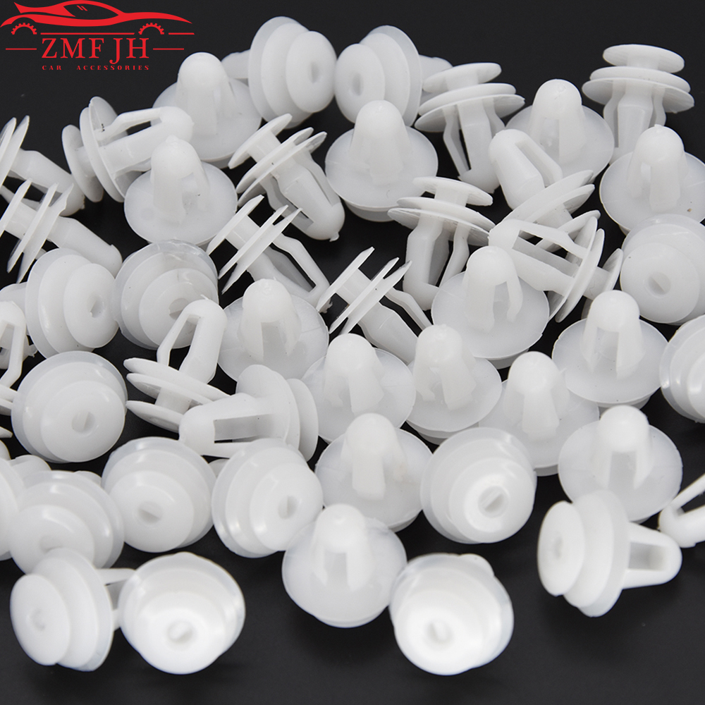 8mm Hole Car Fixed Rivet Retainer Plastic Rivets Fastener Push Clips 50pcs White Auto Bumper Fender Fastener Retainer Clips