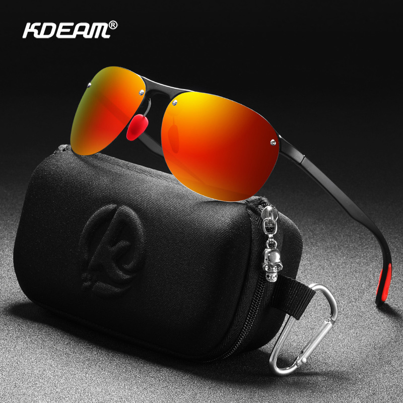 KDEAM Classic Men Pilot Sunglasses Polarized Brand Design Quality TR90 Frame UV400 Rimless Shades Cool Glasses With Free Box