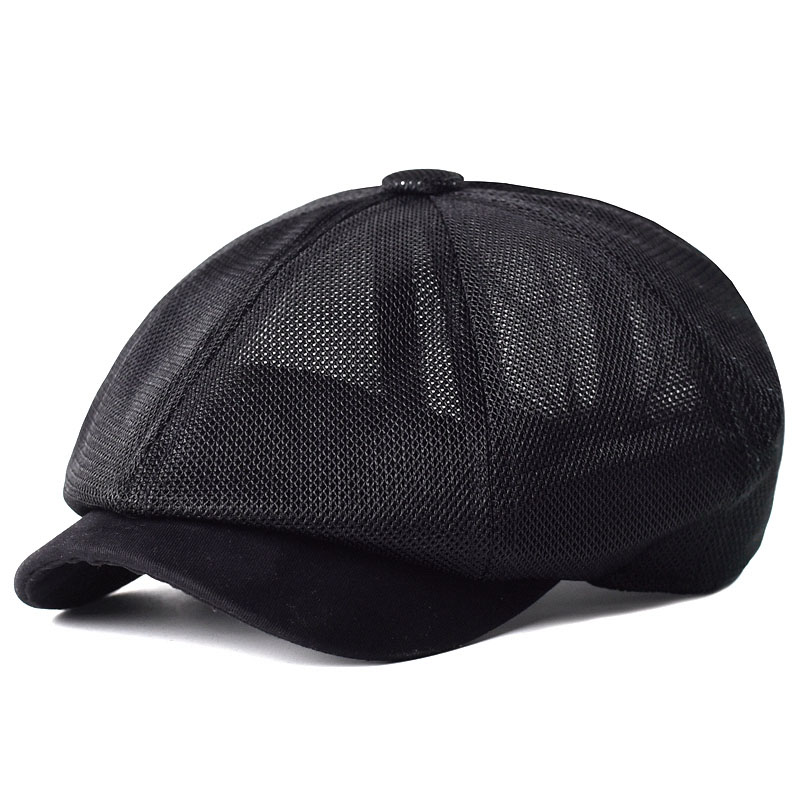 Casquettes d'été en maille pour journal, respirantes, décontractées, pour l'extérieur, béret rétro, chapeau octogonal, à la mode, solides, plates