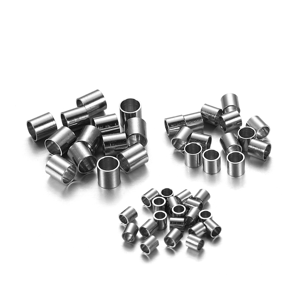 150 unids/lote de separadores de tope de acero inoxidable de 1,5-2,5mm, tubo de engarce para accesorios de fabricación de joyas DIY, suministros al por mayor