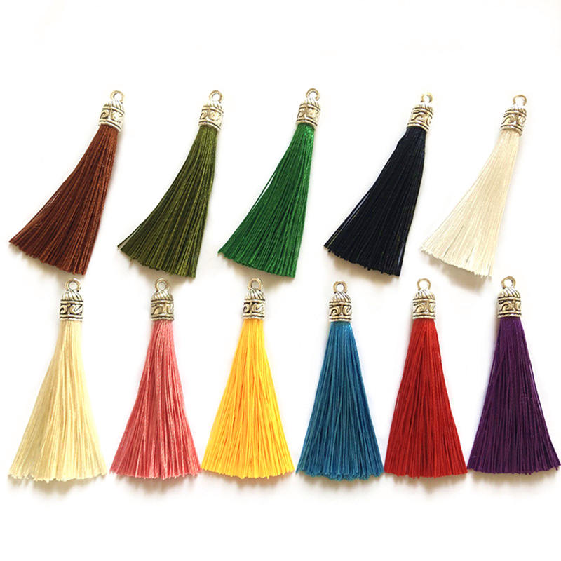 10 Chiếc Nhỏ 6Cm Lụa Tua Rua Bông Tai Mặt Dây Chuyền Vòng Tay Thủ Công Bạc Cấp Mũ Lưỡi Trai Tua Rua Chổi Tự Làm Trang Sức Làm phụ Kiện