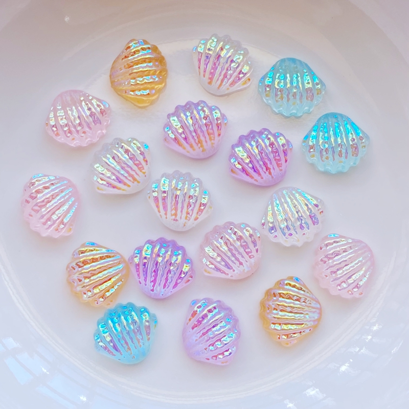 100 Stücke Neue Nette Mini Shiny Shell Harz Figur Handwerk Flatback Cabochon Ornament Schmuck Machen Hairwear Zubehör