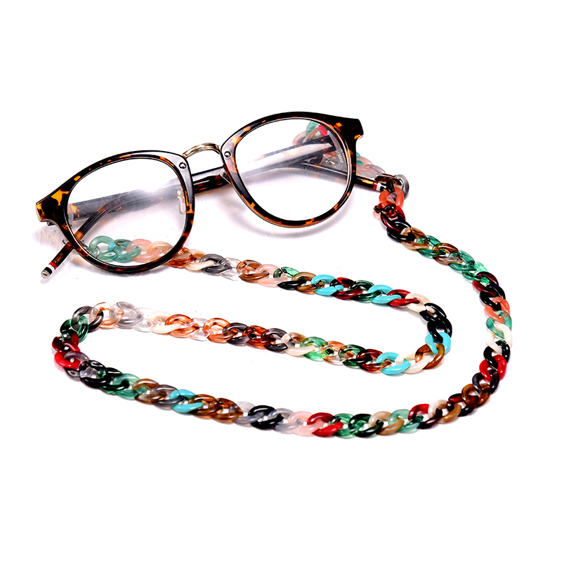 MOON GIRL 72Cm Kacamata Hitam Akrilik Rantai Wanita Anti Selip Kacamata Baca Pita Klip Masker Pemegang Leher Tali Lanyard Dropshipping