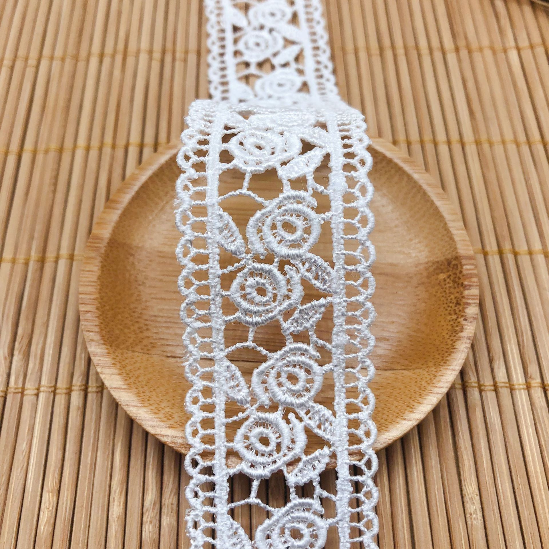 Collar de 3 yardas de solubleDIY en agua, lace3 cm de poliéster Rosa Bilateral, hilo, accesorios de ropa, bordado, accesorios de costura