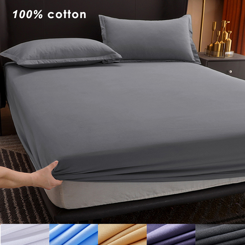 Sábana bajera de algodón con bandas elásticas, fundas de colchón ajustables antideslizantes para cama individual, doble, King y Queen, 140/160/200cm