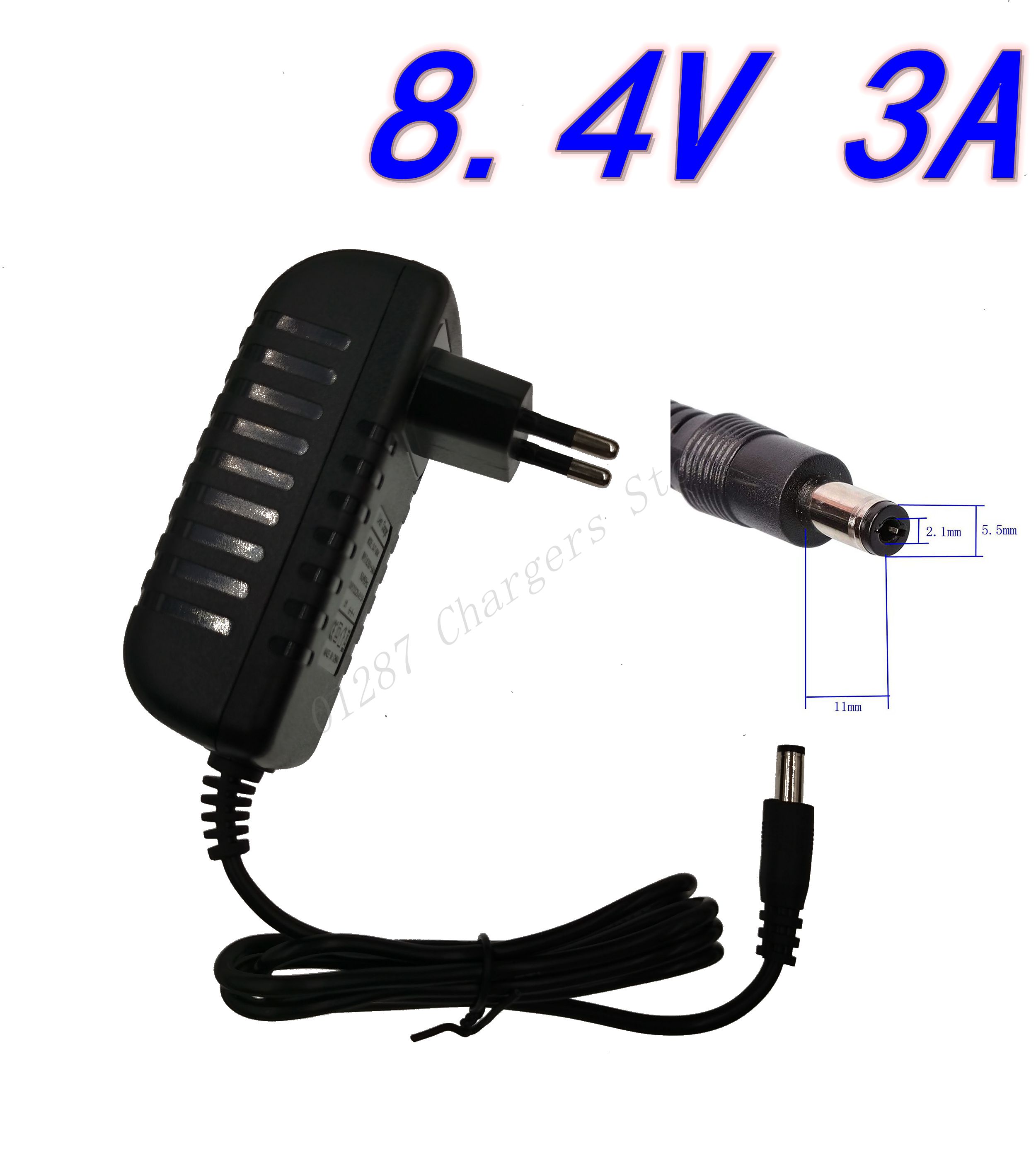Adaptador de Corriente CA/CC de 8.4V 3A para Baterías de Iones de Litio Li-po 18650 de 7.2V 7.4V 8.4V, 5.5*2.1mm