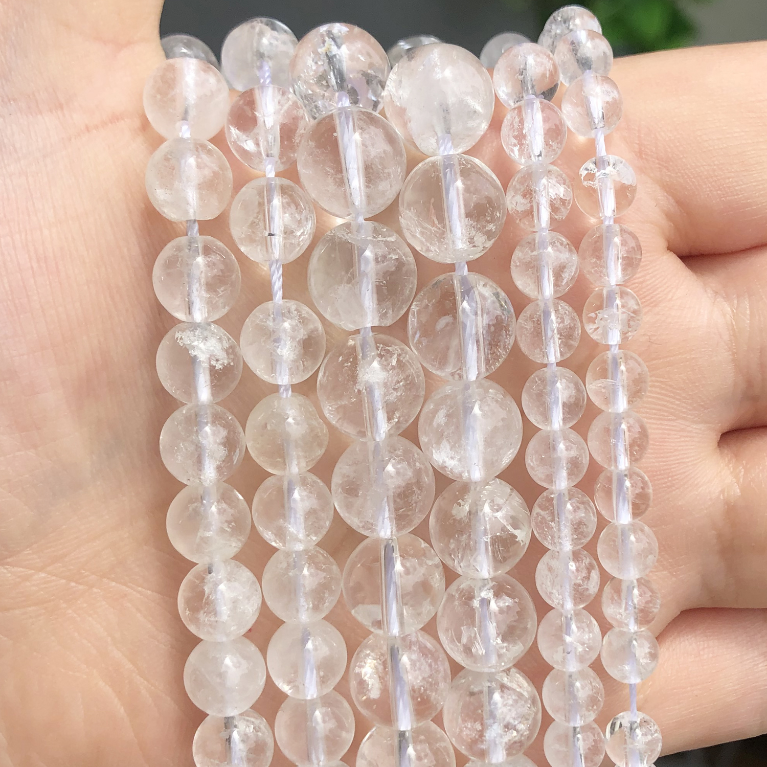 Cuentas redondas lisas de cuarzo cristalino blanco natural de 2mm 3mm 4mm 6mm 8mm 10mm 12mm para la fabricación de joyas, diseño y pulseras DIY.