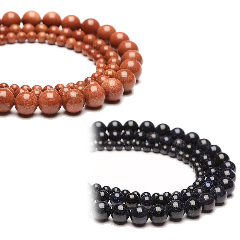 Cuentas sueltas redondas de piedra arenisca de oro Natural, fabricación de joyas DIY, pulsera y collar, tamaño de selección de 4mm, 6mm, 8mm, 15 pulgadas
