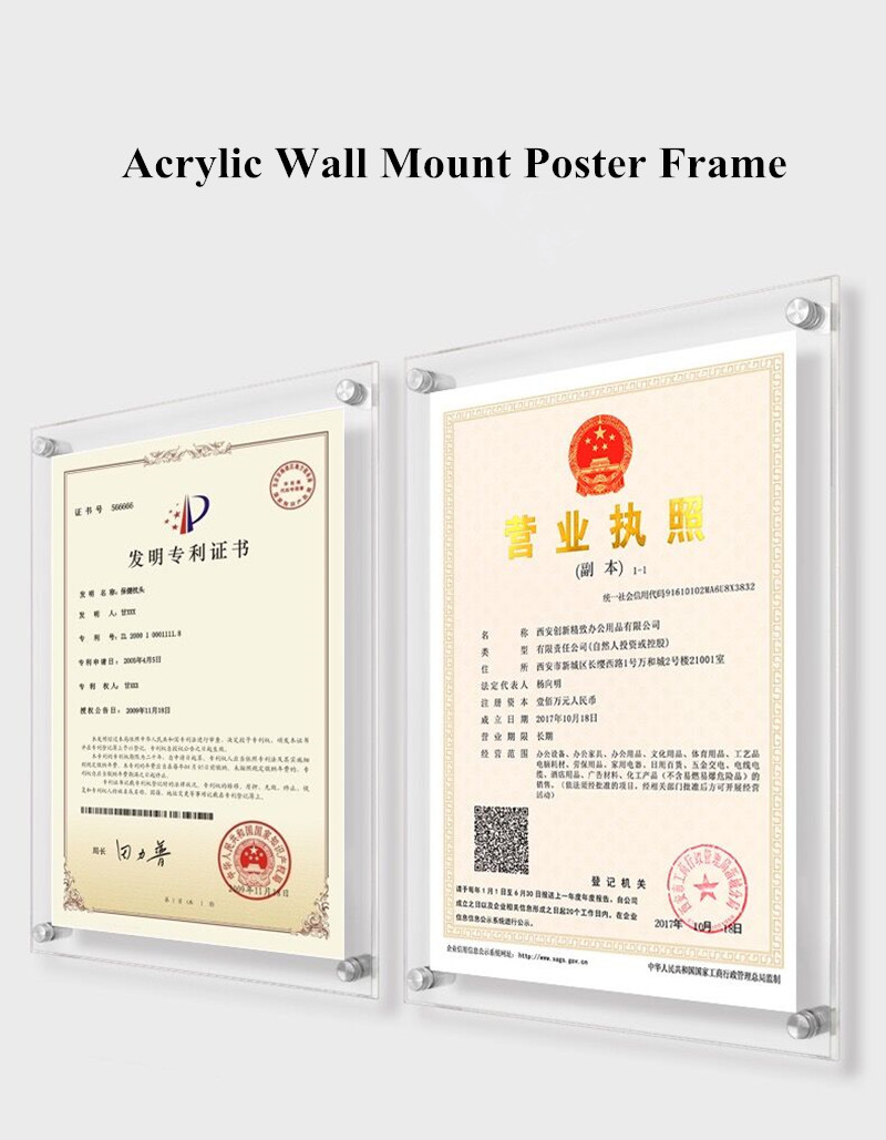 Porte-affiche mural en acrylique transparent, porte-photo, cadres, mémo, porte-document, affichage de menu, papier publicitaire, A4, 8.5x11