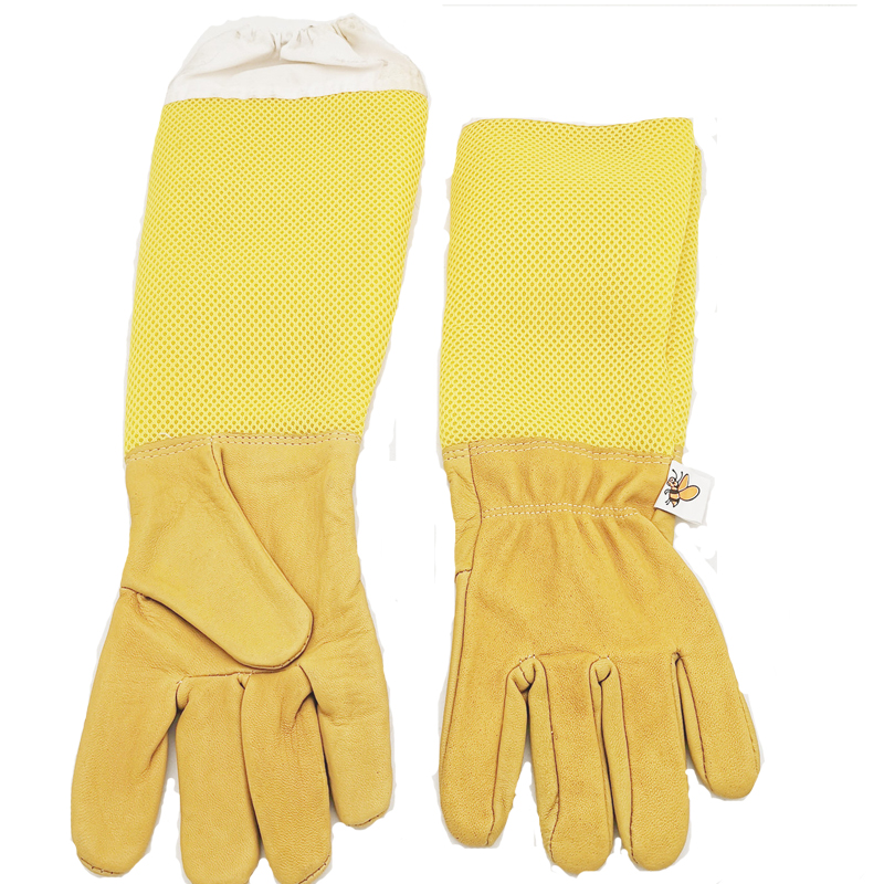 1 par luvas de apicultura mangas protetoras respirável malha longa luvas de pele de carneiro para apicultura equipamentos apicultura