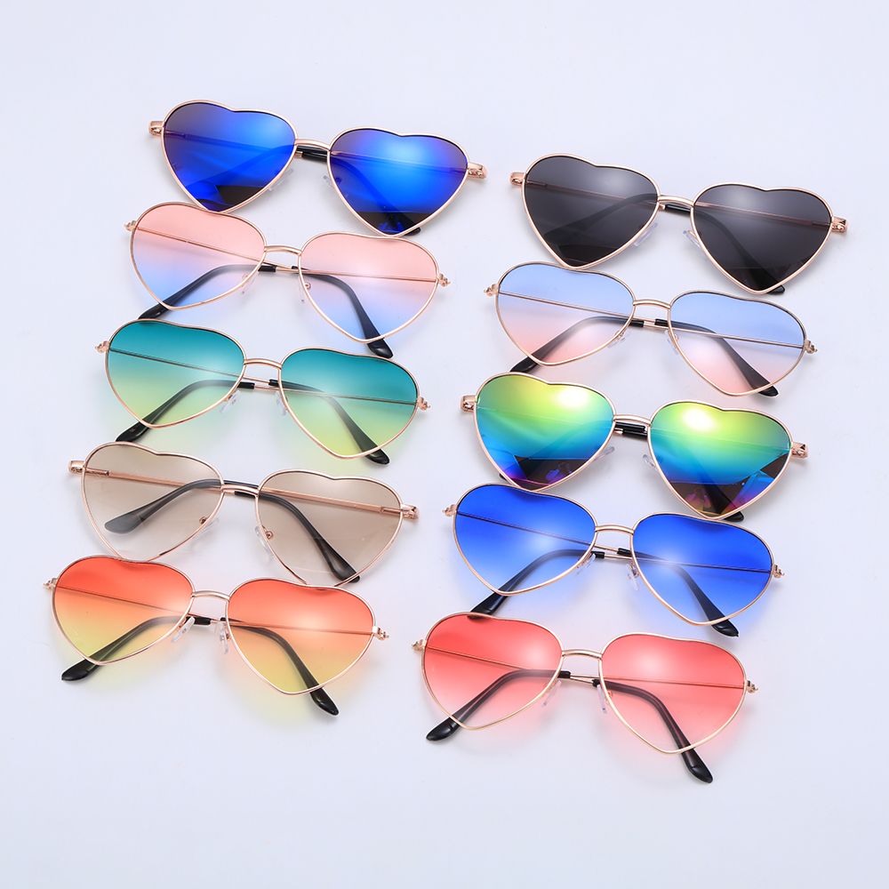 Moda damska metalowa rama okulary przebranie Retro w kształcie serca gradientowe szkła okulary UV 400 gogle outdoorowe