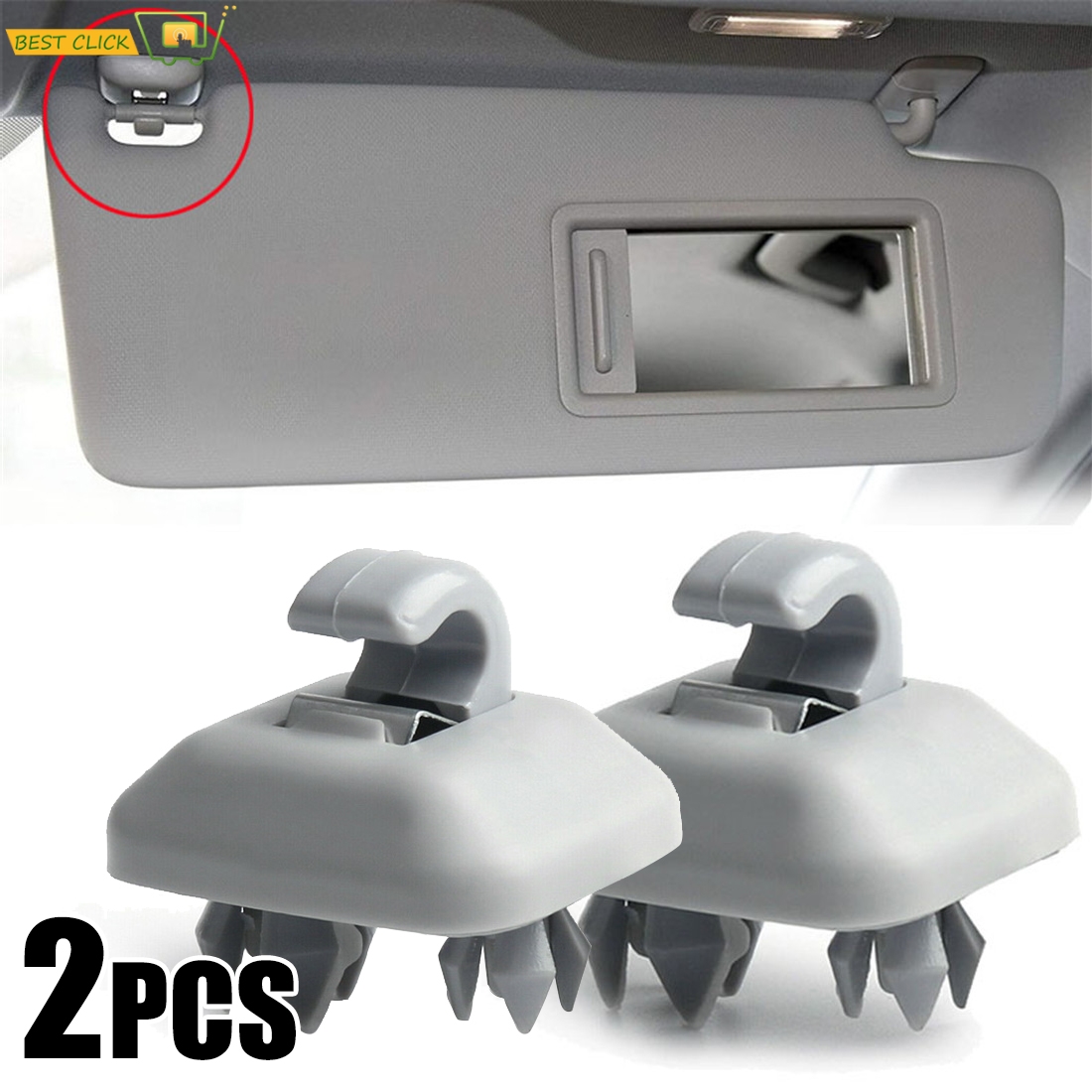 Crochet intérieur gris pour pare-soleil, support de clip, crochet, convient pour Audi A1 A3 A4 A5 Q3 Q5 S3 S4 S5 TT Allroad 8U085756, lot de 2 pièces