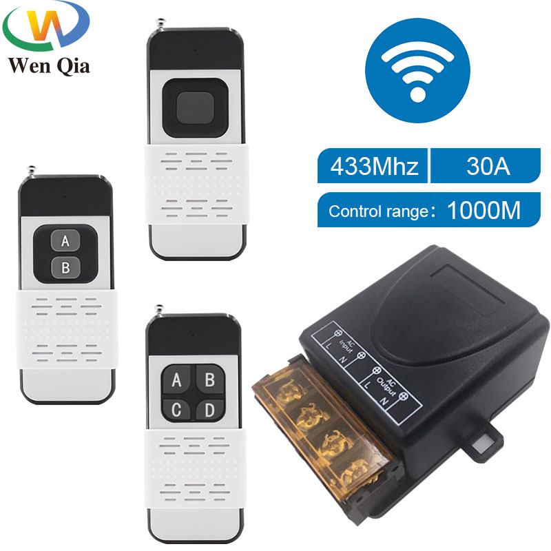 433mhz interruptor de controle remoto sem fio de alta potência AC75-220V 30a 1000m para fábrica fazenda escritório exaustor bomba lâmpada do teto