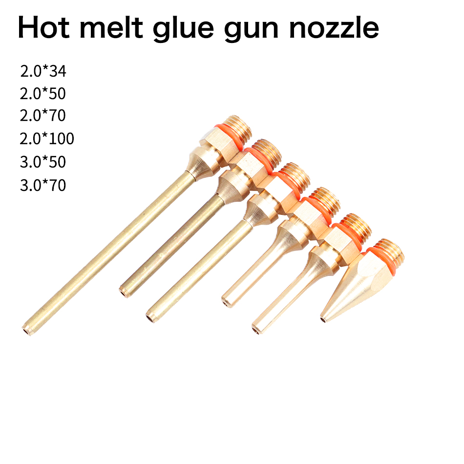 Ugello per pistola per colla a caldo di diametro grande e piccolo da 2 pezzi 2.0x70mm 3.0x50mm 2.0x50mm Ugello per pistola per colla lunga e corta in rame puro