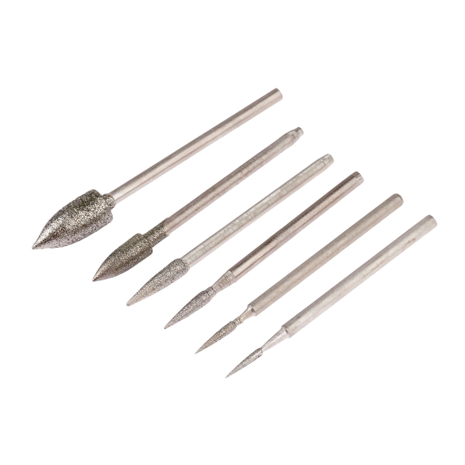 Accesorios Dremel, vástago de 2,35mm, cabezal de molienda de diamante galvanizado, aguja pulida, herramienta de grabado para tallado de piedra de Jade, 6 uds.
