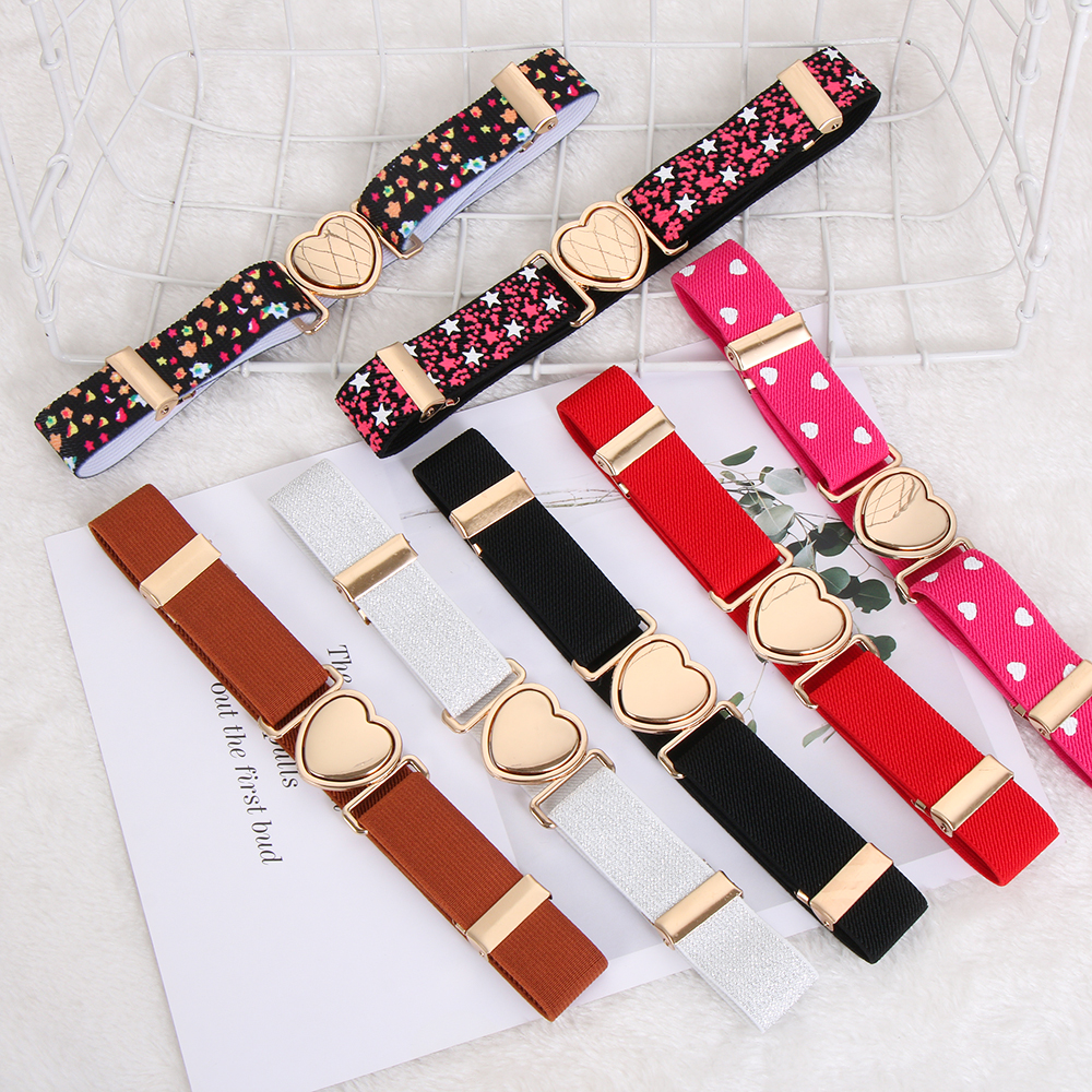 Kids Elastische Riemen Meisje Stretch Taille Riem Verstelbare Hart Riem Uniform Riem Voor Tiener Kids Meisjes Jurken Riem