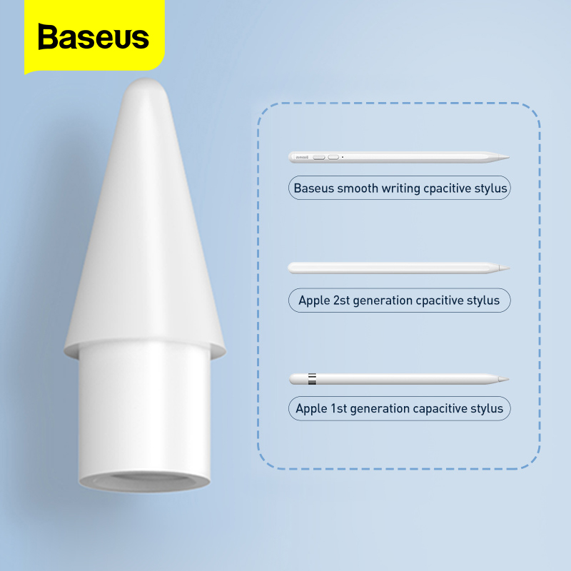 Baseus 2 шт. насадки для стилуса для Apple Pencil 2 1 2-го 1-го поколения, запасной наконечник, сменные наконечники для сенсорной ручки для iPad, аксессуары