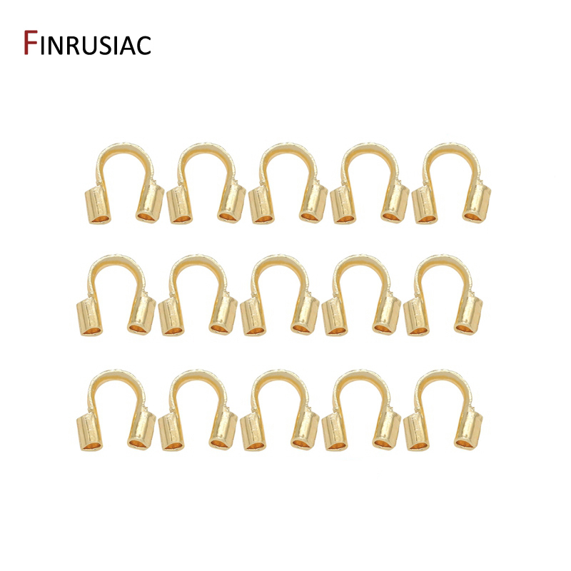 Protectores de alambre chapados en oro de 4,5x4mm y 14K, tapas de extremo en forma de U para fabricación de joyería, accesorios DIY