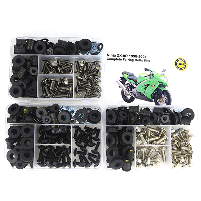 Kit Completo de Parafusos, Clipes e Arruelas de Aço para Carenagem de Motocicleta Kawasaki Ninja ZX-9R 1998-2001 ZX9R